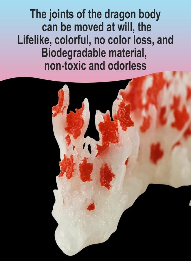 oyeftp 3D Printed Cherry Blossom Crystal Dragon Glow in The Dark Articulated Animals Fidget Toy Cool Crystal 3D Print Dinosaur Toys for Teens, Stocking Easter Basket Stuffers (Noctilucent red) - Image 3